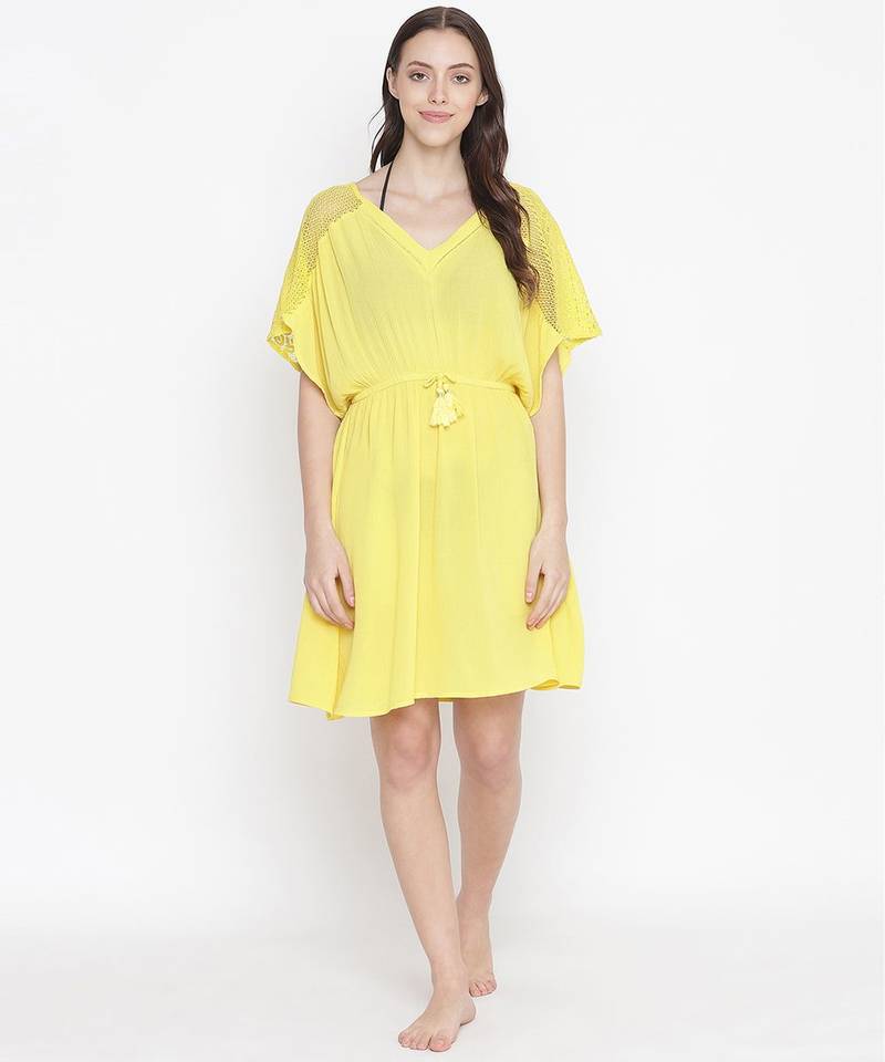 Yellow women nightwear dress