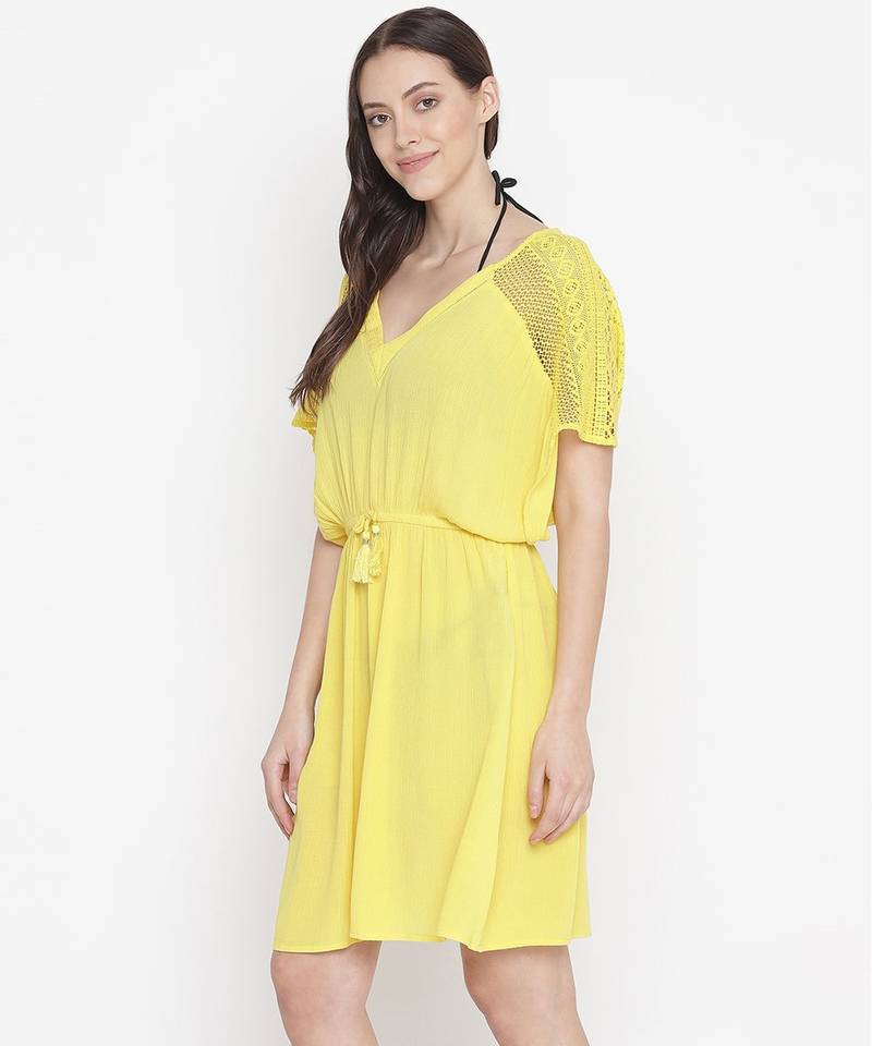 Yellow women nightwear dress