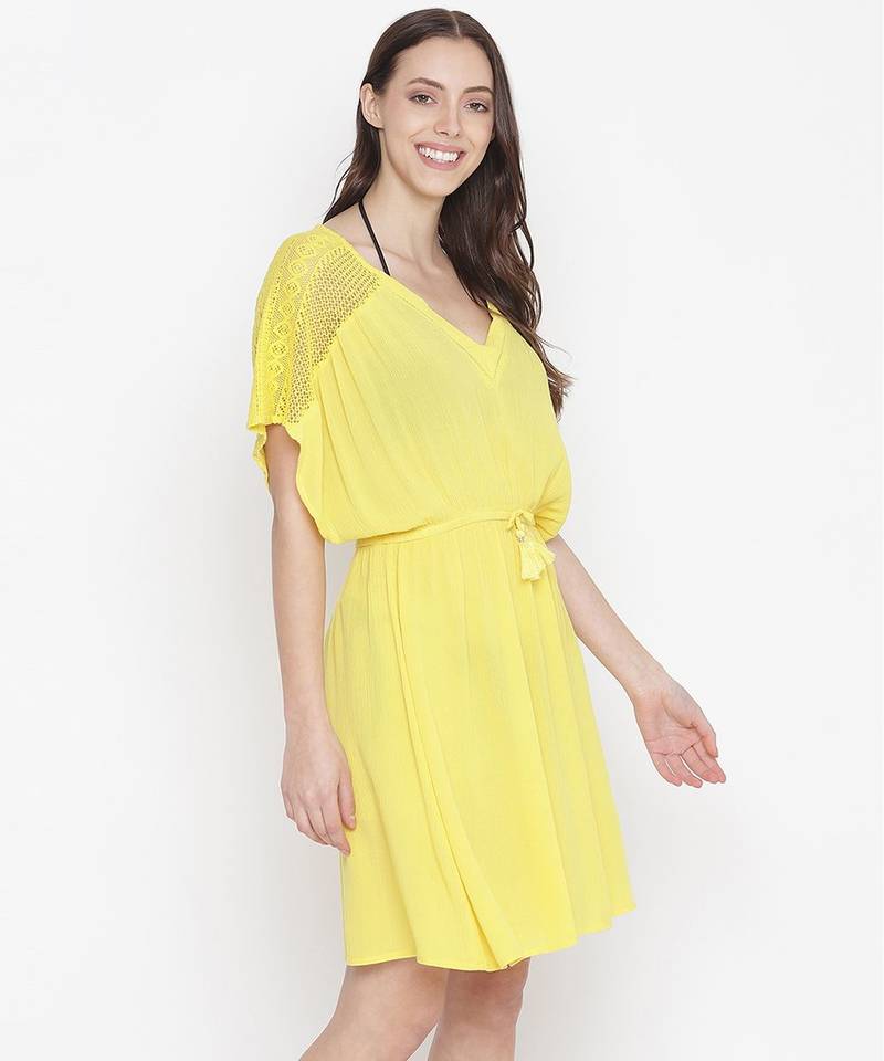 Yellow women nightwear dress