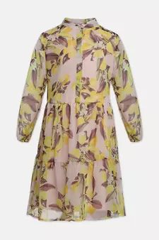 Dozzie yellow floral print trendy girl dress