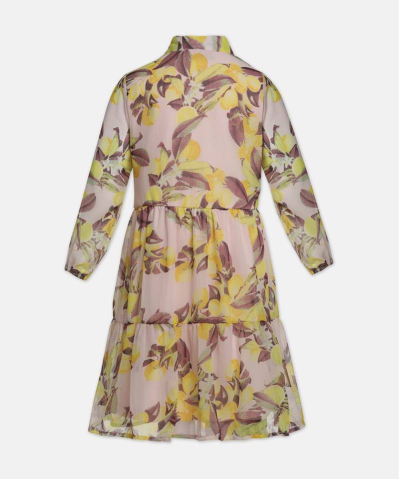 Dozzie yellow floral print trendy girl dress