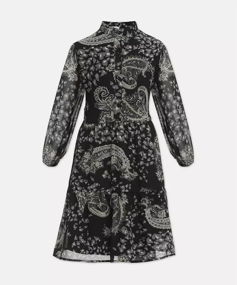 Jazk black tropical print starling flared girl dress