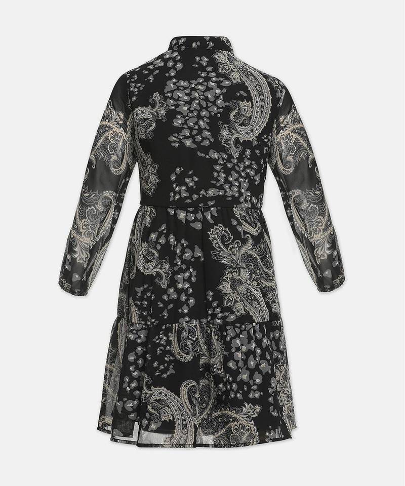 Jazk black tropical print starling flared girl dress