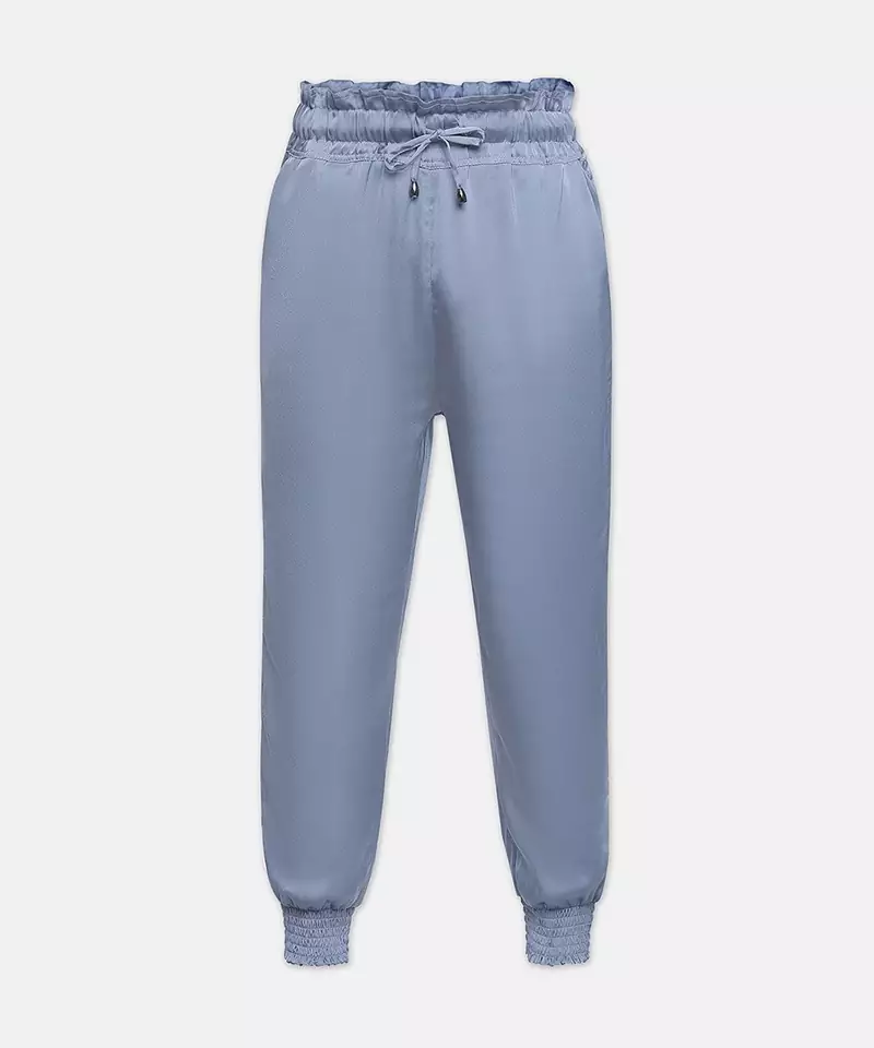 Clipper solid blue tie-knot girl pant
