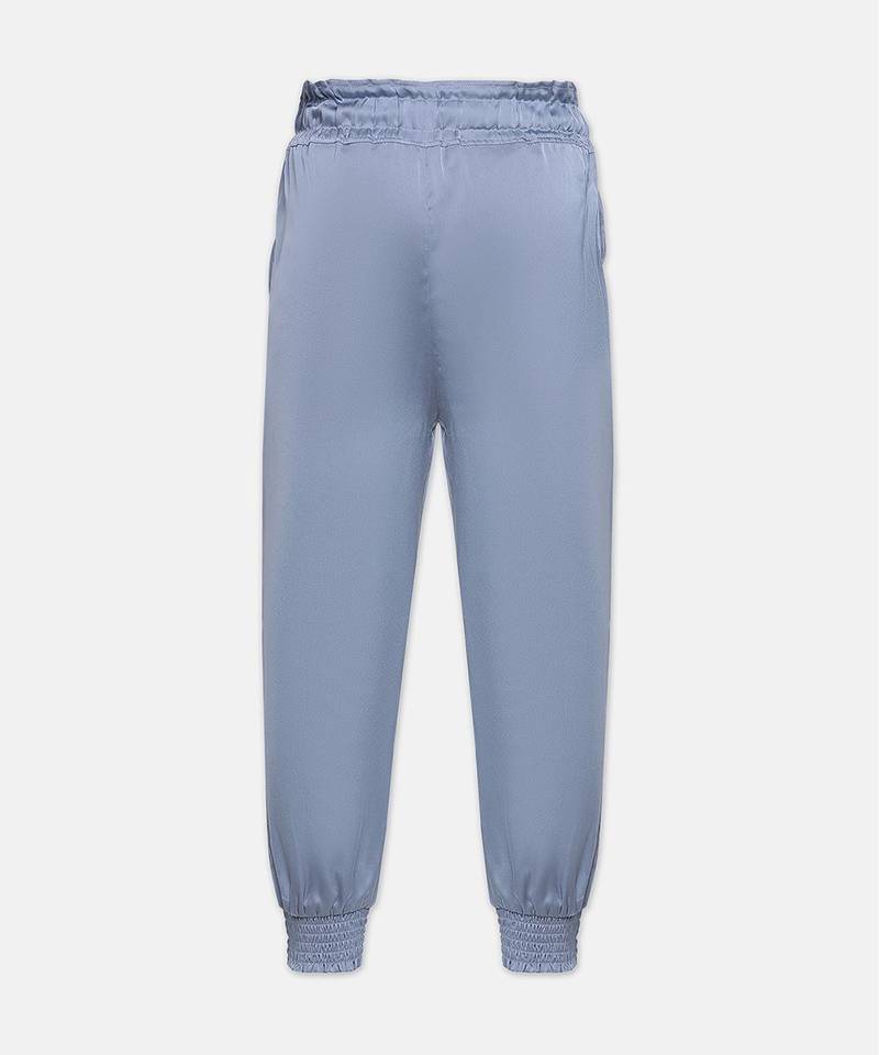 Clipper solid blue tie-knot girl pant