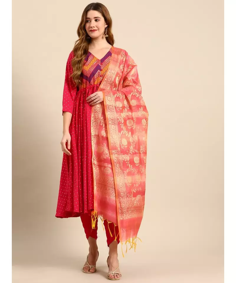 Cotton Silk Pink Banarasi Work  dupatta