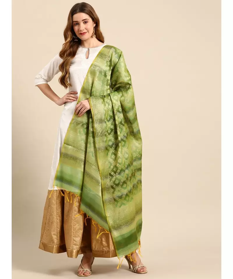 Cotton Silk Green Banarasi Work  dupatta