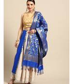 Silk Blend Blue Banarasi Work  dupatta