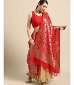 Silk Blend Red Banarasi Work  dupatta