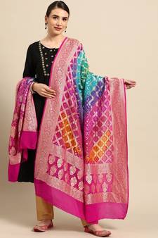 Pure Silk Multi Banarasi Work  dupatta