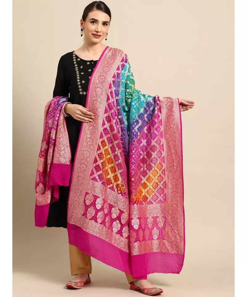 Pure Silk Multi Banarasi Work  dupatta