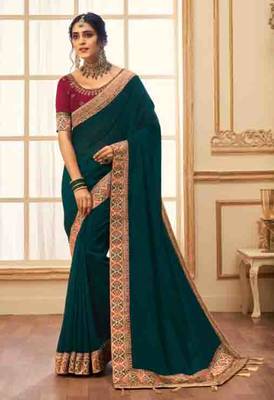 Designer Party wear  exclusive Good Locking Soft Silk Heavy Border work saree  1