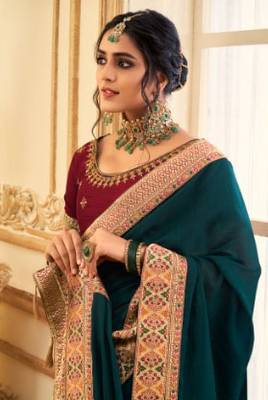 Designer Party wear  exclusive Good Locking Soft Silk Heavy Border work saree  3