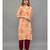 Ethnava Peach Matty Cotton  Lucknowi Chikankari Womens Kurta