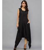 Ethnava Women's Lucknowi Chikankari Hand Embroidered Rayon Slub Trail Cut Kurta