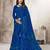 Dark blue printed crepe saree with blouse