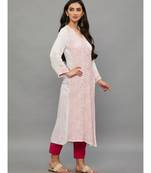 Ethnava Baby Pink Rayon Lucknowi Chikankari Women's Kurta