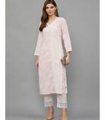 Ethnava Peach Modal Cotton Lucknowi Chikankari Women's Kurta
