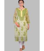 Ethnava Pink Kota Cotton  Lucknowi Chikankari Womens Kurta With Slip