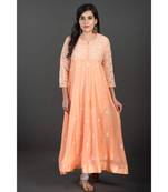 Ethnava Women's Chikankari Hand Embroidered Georgette Anarkali Kurta