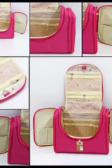 atorakushon    Nylon Hanging Travel Toiletry Bag Cosmetic Makeup Storage Box Vanity Organizer Jewellery Pouch (Pink)