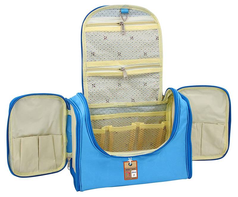 atorakushon    Nylon Hanging Travel Toiletry Bag Cosmetic Makeup Storage Box Vanity Organizer Jewellery Pouch (Sky Blue)