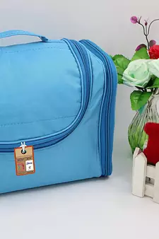 atorakushon    Nylon Hanging Travel Toiletry Bag Cosmetic Makeup Storage Box Vanity Organizer Jewellery Pouch (Sky Blue)