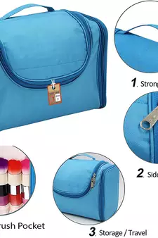 atorakushon    Nylon Hanging Travel Toiletry Bag Cosmetic Makeup Storage Box Vanity Organizer Jewellery Pouch (Sky Blue)