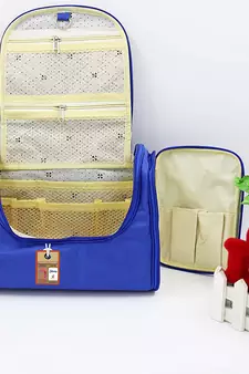 atorakushon ®Nylon Hanging Travel Toiletry Bag Cosmetic Makeup Storage Box Vanity Organizer Jewellery Pouch (Royal blue)