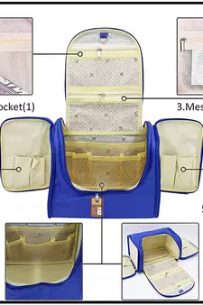 atorakushon ®Nylon Hanging Travel Toiletry Bag Cosmetic Makeup Storage Box Vanity Organizer Jewellery Pouch (Royal blue)