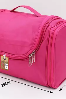 Nylon Hanging Travel Toiletry Bag Cosmetic Makeup Storage Box Vanity Organizer Jewellery Pouch (Pink)