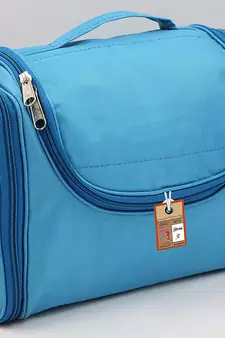 atorakushon    Nylon Hanging Travel Toiletry Bag Cosmetic Makeup Storage Box Vanity Organizer Jewellery Pouch (Sky Blue)