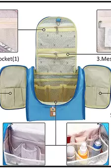 atorakushon    Nylon Hanging Travel Toiletry Bag Cosmetic Makeup Storage Box Vanity Organizer Jewellery Pouch (Sky Blue)