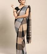 Multicolor Plain Cotton Silk Saree With Blouse