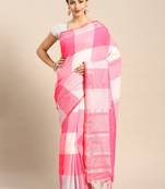 Multicolor plain cotton silk saree with blouse