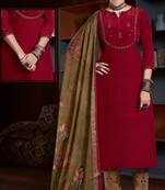 MaroonHeavy Embroidery Workcrepe wear salwarsuit