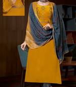 MustardHeavy Embroidery Workcrepe wear salwarsuit