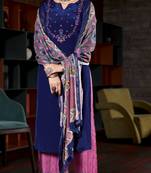 BlueHeavy Embroidery Workcrepe wear salwarsuit