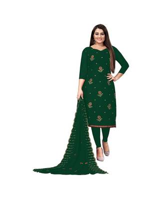 Green Georgette Embroidered Dress Material With Duptta 1