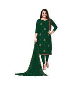 Green Georgette Embroidered Dress Material With Duptta