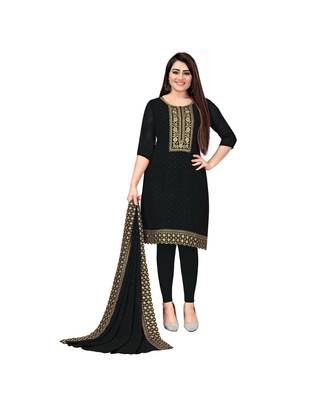 Black Georgette Embroidered with Sequins Dress Material With Duptta 1