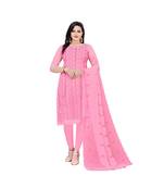 Pink Georgette Embroidered Dress Material With Duptta