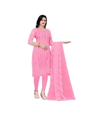 Pink Georgette Embroidered Dress Material With Duptta 3