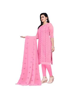 Pink Georgette Embroidered Dress Material With Duptta 4