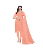 Orange Georgette Embroidered Dress Material With Duptta