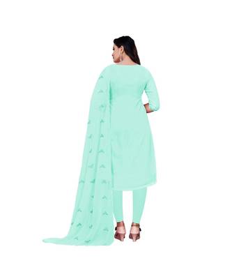 Turquoise Georgette Embroidered Dress Material With Duptta 2
