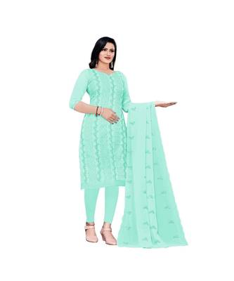 Turquoise Georgette Embroidered Dress Material With Duptta 3