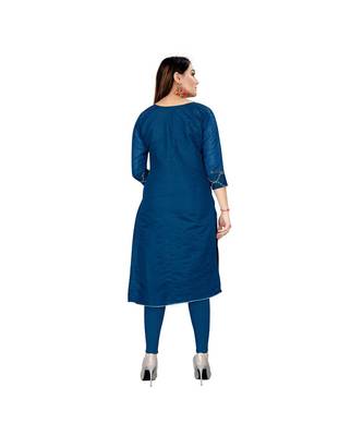 Blue Chanderi Embroidered Dress Material With Duptta 2