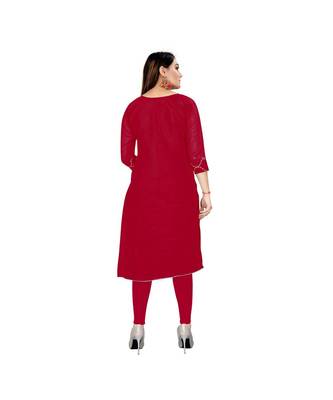 Red Chanderi Embroidered Dress Material With Duptta 2