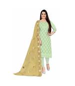 Light green Chanderi Embroidered Dress Material With Duptta
